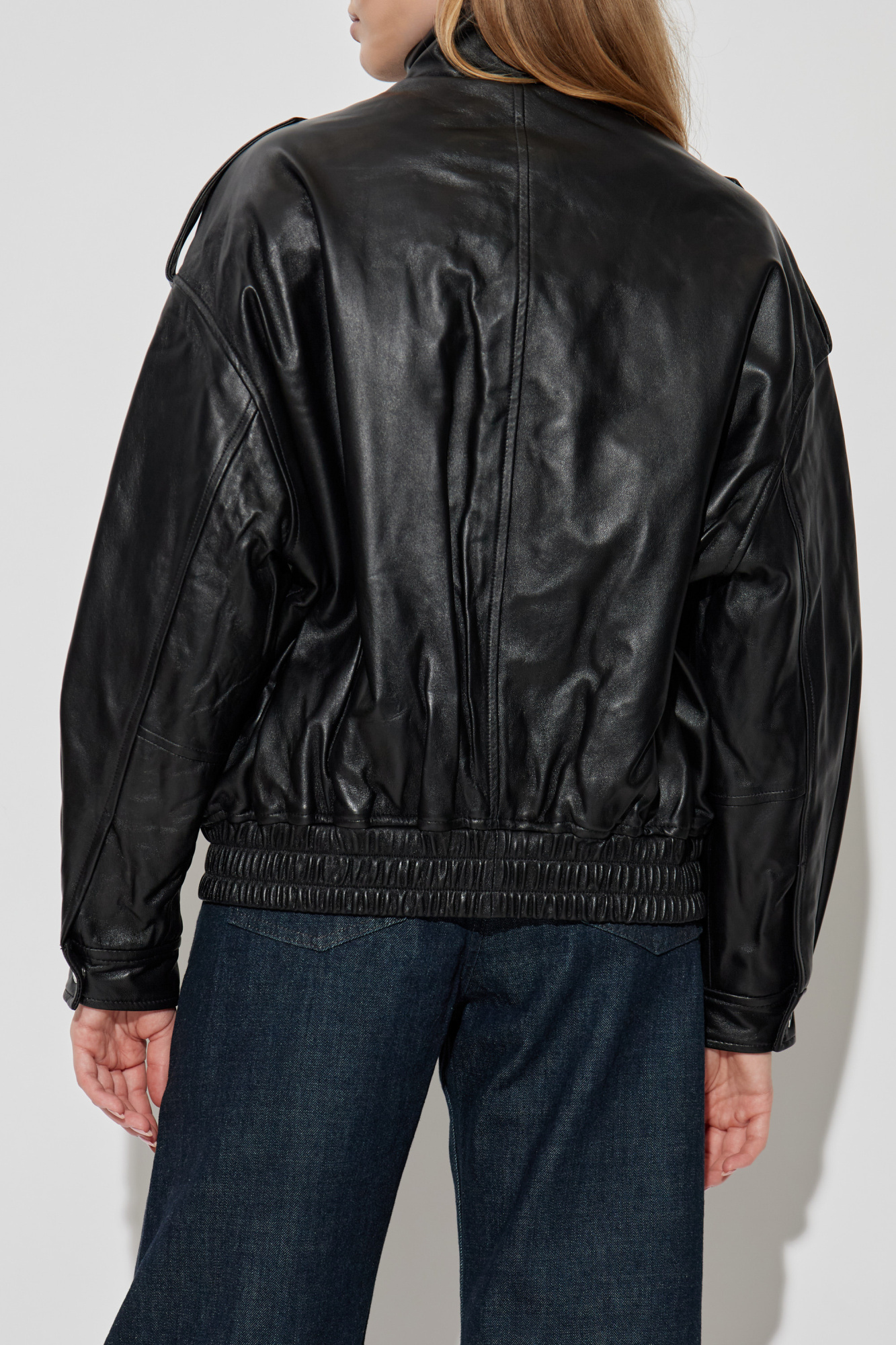 MICHAEL KORSライダースジャケット Michael Kors Ladies Crinkled Leather Moto Jacket in Black